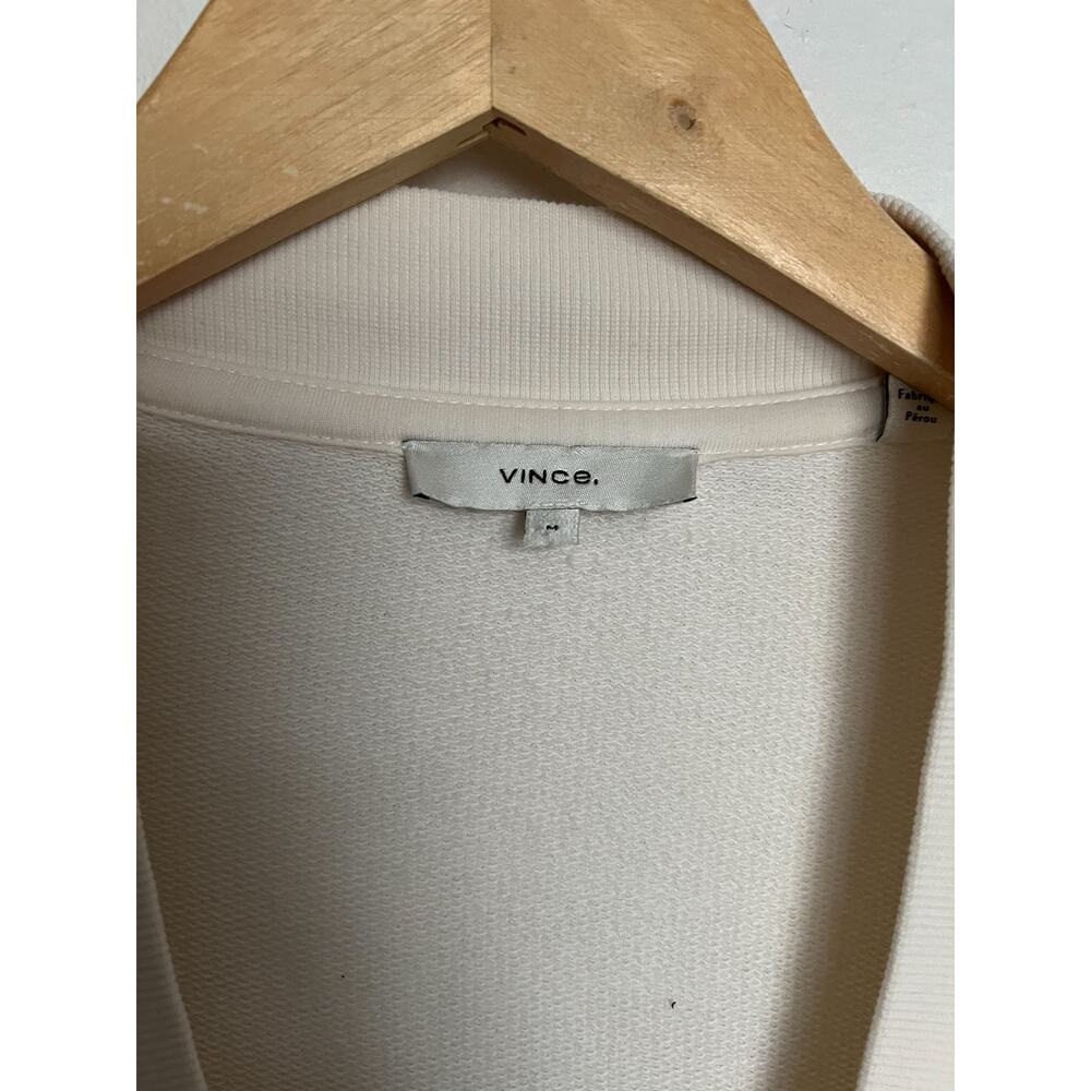 Vince Cardigan Medium French Terry Bone Button Ivory Lounge Basic Long Sleeve - Picture 5 of 8